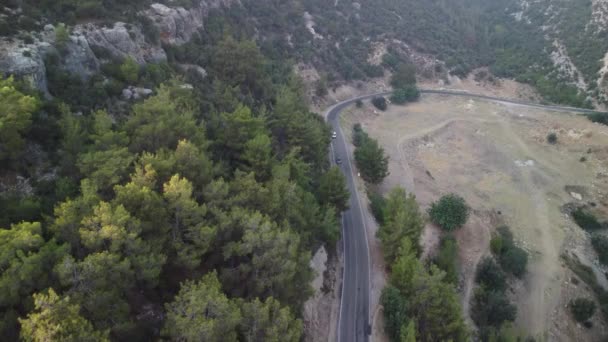 Wycieczka Samochodem Górskich Drogach Serpentynach Turcji Podróże Letnie Skręty Zachód — Wideo stockowe