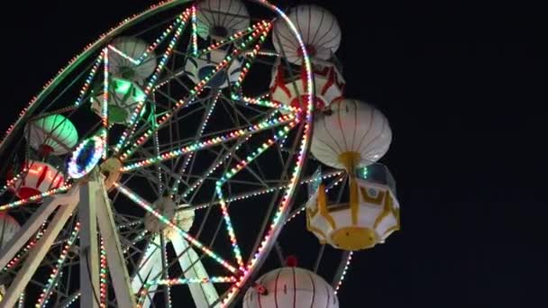 Ferris Wheel Night Mersin Turki Rekaman Berkualitas Tinggi — Stok Video