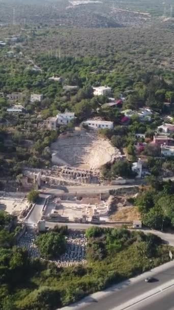 Anfiteatro Cidade Antiga Ágora Céu Pôr Sol Dramático Mersin Turquia — Vídeo de Stock