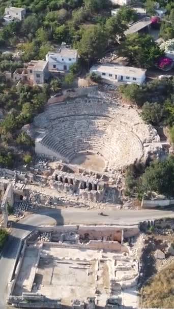Amphitheater Ancient City Agora Dramatic Sunset Sky Mersin Turkey High — Stock Video