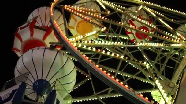 Ферріс Колесо Вночі Мерсин Туреччина Високоякісні Кадри — стокове відео