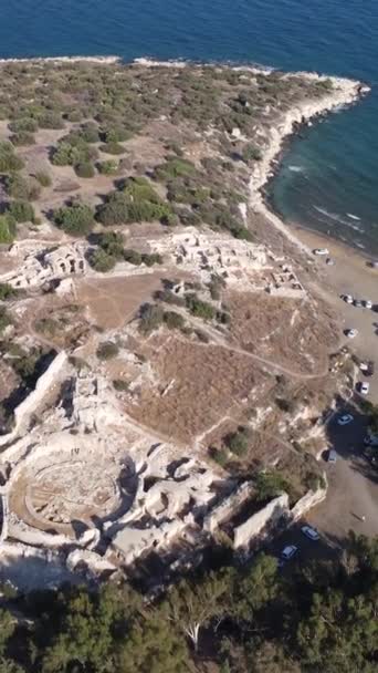 Anfiteatro Cidade Antiga Ágora Céu Pôr Sol Dramático Mersin Turquia — Vídeo de Stock