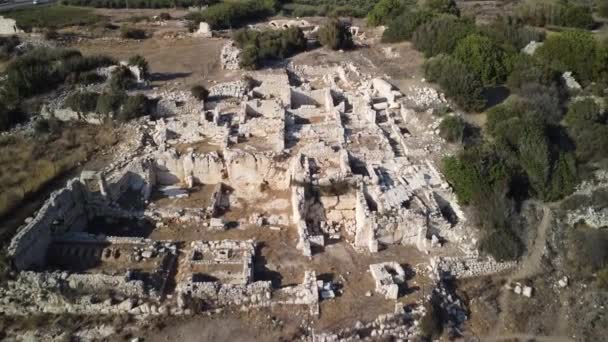 Amfiteatr Starożytnym Mieście Agory Dramatyczne Niebo Zachodu Słońca Mersin Turcja — Wideo stockowe