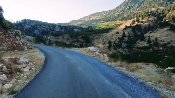 Droga Samochodem Wzdłuż Górskich Dróg Serpentyn Sanset Turcji Letnia Podróż — Wideo stockowe
