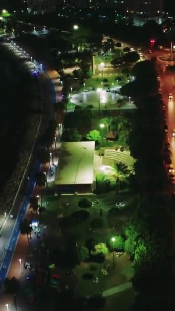 Vedere Aeriană Impuscaturi Malul Mării Timp Noapte Orașului Mediteranean Mersin — Videoclip de stoc