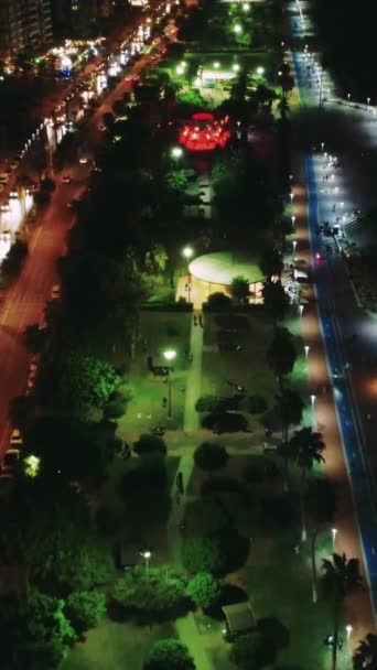 Aerial View Shot Embankment Night Mediterranean City Mersin Turkey High — Stock Video