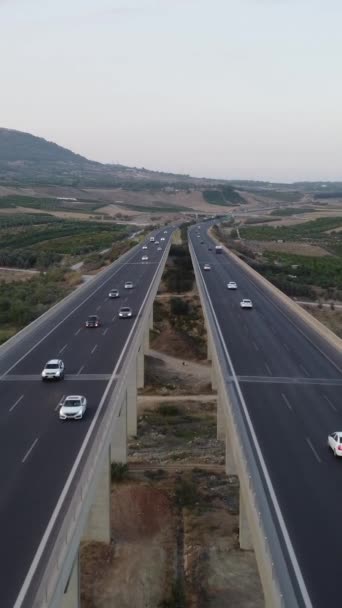 Air Drone Переглянути Mersin Viaduct Вид Повітря Гір Шосе Автомобілями — стокове відео