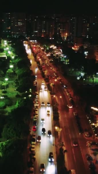 Uitzicht Vanuit Lucht Opname Van Dijk Nacht Van Mediterrane Stad — Stockvideo