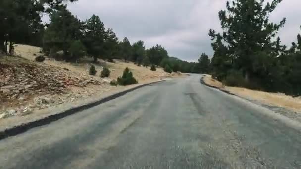 Дорожня Поїздка Машині Вздовж Гірських Доріг Змій Бездоріжжі Туреччини Літня — стокове відео