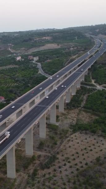Aerial Drone View Mersin Viaduct Letecký Pohled Hor Silnice Auty — Stock video