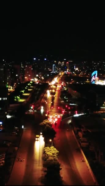 Αεροφωτογραφία Στιγμιότυπο Από Ανάχωμα Νύχτα Στη Μεσογειακή Πόλη Μερσίν Της — Αρχείο Βίντεο