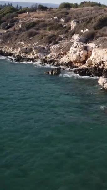 Drone Flying Coastline Mediterranean Turkey Summer Noon High Quality Footage — Stock Video