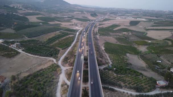 Aerial Drone Melihat Lalu Lintas Mobil Mersin Viaduct Pemandangan Udara — Stok Video