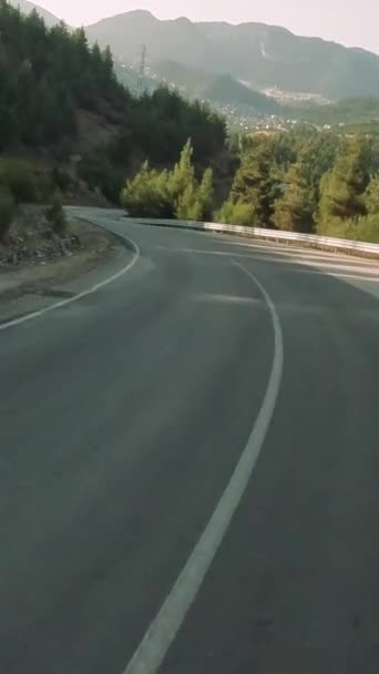 Verticale Video Gopro11 Road Reis Met Auto Langs Bergwegen Slangen — Stockvideo