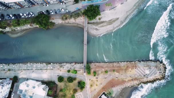 Luftaufnahme Der Stadt Mersin Bei Sonnenuntergang Mit Einer Drohne Türkei — Stockvideo