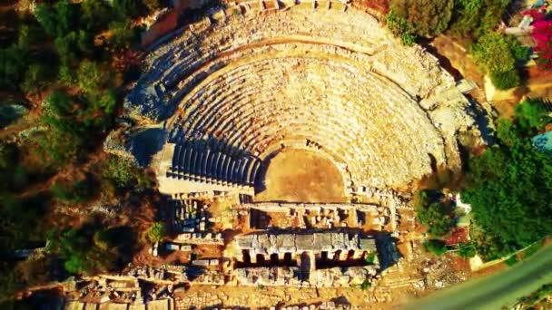 Amphitheater Der Antiken Stadt Der Agora Dramatischer Sonnenuntergang Mersin Türkei — Stockvideo