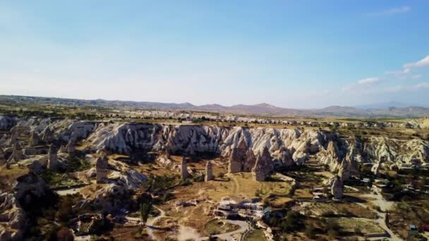 Widok Lotu Ptaka Krajobraz Kapadocji Turcja Park Narodowy Goreme Zwolnij — Wideo stockowe