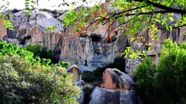 Taman Nasional Goreme Ada Formasi Batuan Dan Struktur Rumah Bentuk — Stok Video