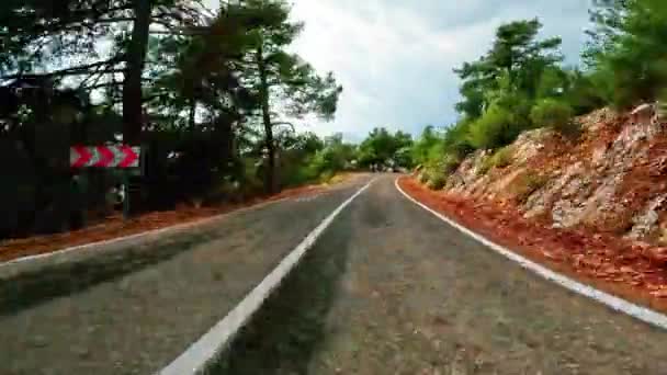 Viaje Por Carretera Coche Largo Las Carreteras Montaña Serpentinas Sanset — Vídeo de stock