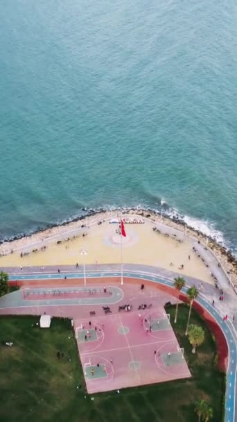 Letecký Pohled Mersin City Při Západu Slunce Krocan Vysoce Kvalitní — Stock video