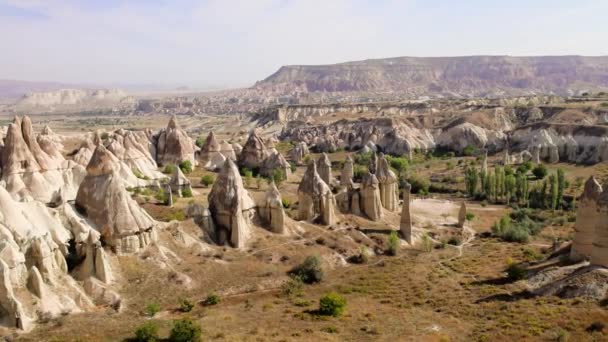 Vista Aérea Vale Amor Parque Nacional Goreme Capadócia Turquia Imagens — Vídeo de Stock