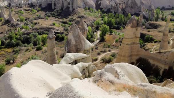 Kapadokya Daki Goreme Milli Parkı Ndaki Aşk Vadisi Nin Havadan — Stok video