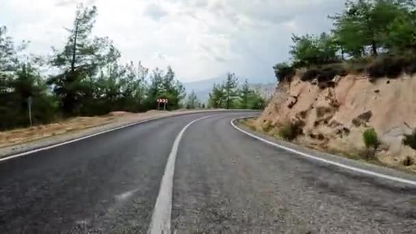 Viaggio Auto Lungo Strade Montagna Serpentine Sul Sanset Della Turchia — Video Stock