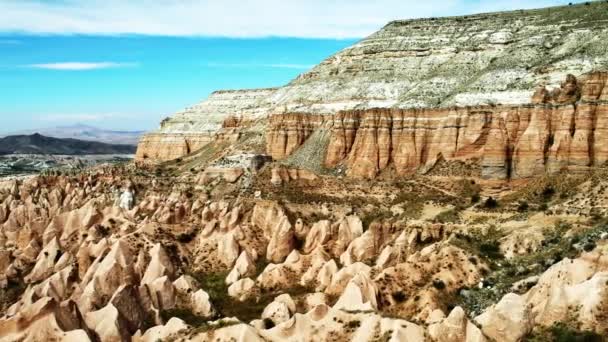 Vista Panorámica Del Valle Rosa Roja Región Capadocia Hermoso Paisaje — Vídeo de stock
