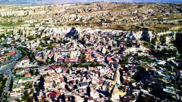 Pemandangan Cappadocia Udara Turki Taman Nasional Goreme Gerakan Lambat Rekaman — Stok Video