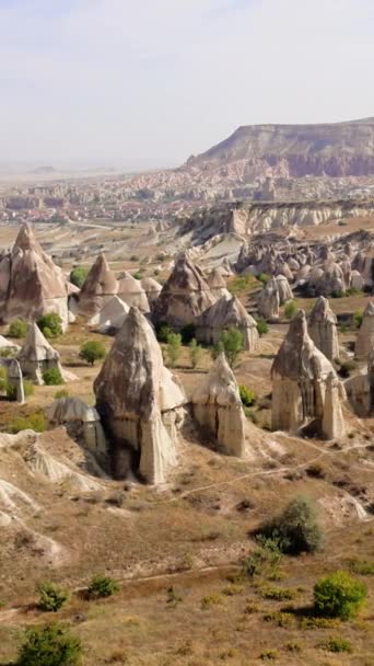 Вид Воздуха Долину Любви Национальном Парке Гореме Каппадокии Турция Высококачественные — стоковое видео
