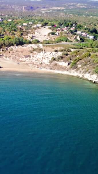 Spokojne Wybrzeże Aerial View Natural Beauty Scenic Beach Mersin Turcja — Wideo stockowe