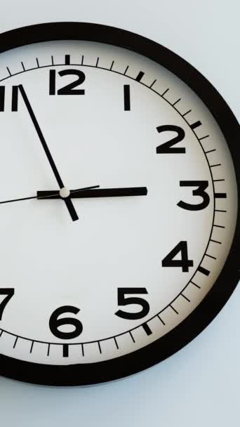 Closeup White Clock Face Relógio Parede Branco Setas Mostram Imagens — Vídeo de Stock