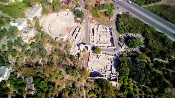 Anfiteatro Antigua Ciudad Del Ágora Sebaste Antik Kenti Cielo Dramático — Vídeo de stock