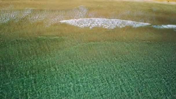Uma Costa Calma Serena Com Praia Areia Ondas Oceânicas Imagens — Vídeo de Stock
