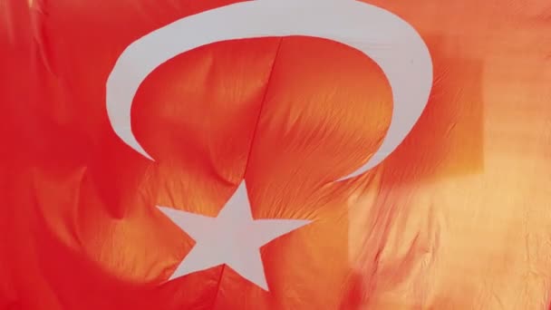 Symbol National Pride Turkish Flag Featuring Bold Red Background White — Stock Video