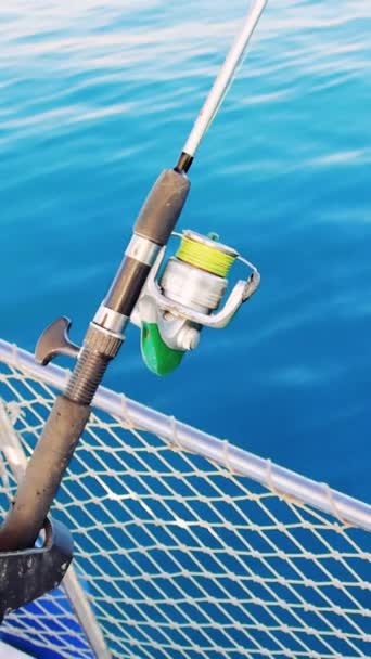 Enfrentar Pesca Carretel Pesca Mar Profundo Barco Imagens Alta Qualidade — Vídeo de Stock