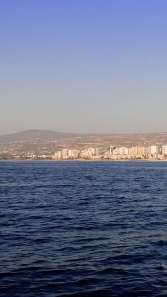 Vista Das Ondas Azuis Mar Mediterrâneo Rochas Turquia Imagens Alta — Vídeo de Stock