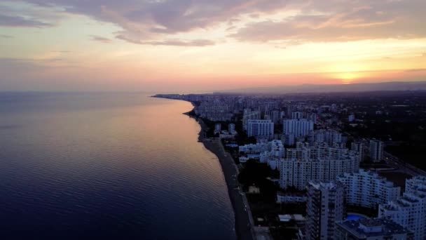 Medida Que Pone Sol Mediterráneo Los Drones Capturan Pintoresca Costa — Vídeos de Stock