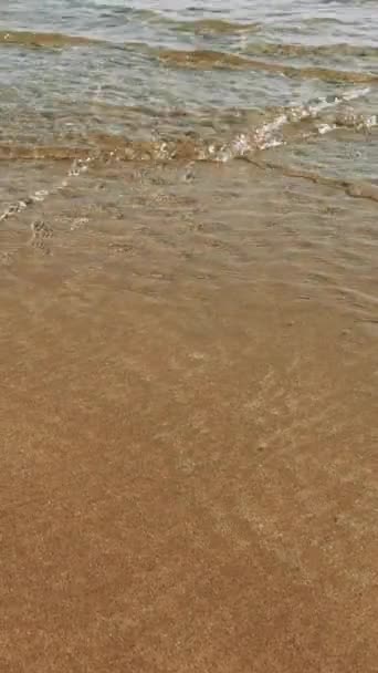 Deniz Dalgaları Gelgitin Sürüklediği Altın Plaj Kumlarında Yuvarlanır Her Gelgit — Stok video