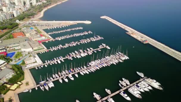 Mesmerizing Mediterranean Marine Scene Unfolds Mersin Turkey Portraying Enchantment Yachting — Stock Video
