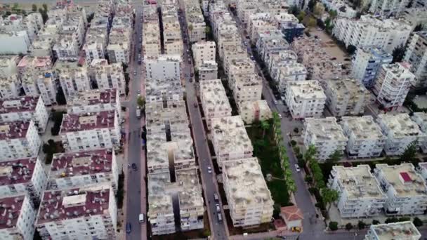 Drone Vista Sobre Mersin Revela Telhados Casas Pôr Sol Apresentando — Vídeo de Stock