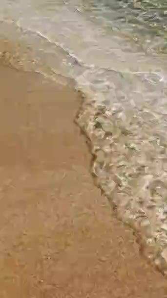 Zeegolven Rollen Het Strand Een Rustige Dagscène Zachte Golven Strelen — Stockvideo