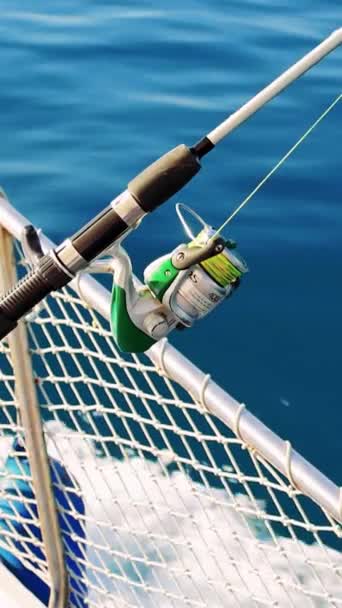 Carretel Pesca Alto Mar Barco Equipamento Passatempo Essencial Close Artes — Vídeo de Stock