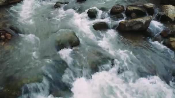 Puissant Cours Eau Coule Dans Les Montagnes Kapikayas Mettant Valeur — Video