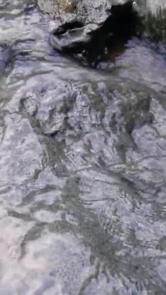 Zblízka Osvěžující Horský Potok Voda Tekoucí Kamenech Osvěžující Voda Zblízka — Stock video