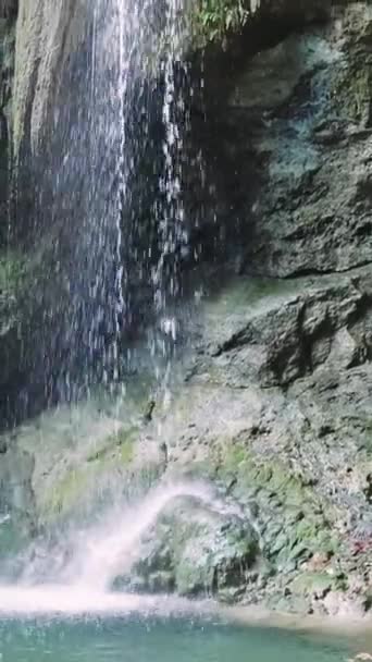 Dolt Vattenfall Mersin Turkiet Skog Berg Naturlig Skönhet Skogsmiljö Fridfullt — Stockvideo
