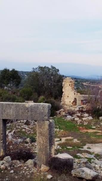 Drone Menangkap Reruntuhan Okuzlu Mengungkapkan Sejarah Dan Ruins Okuzlu Kuno — Stok Video