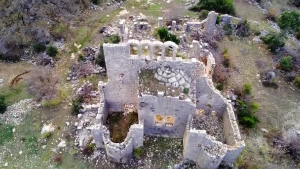 Drone Revela Okuzlu Ruinas Arqueología Basílica Técnicas Antiguas Arqueología Aérea — Vídeo de stock