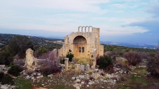 Drone Dessus Okuzlu Révèle Les Ruines Temple Antique Site Historique — Video