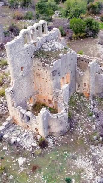 Drone Aéreo Descobre Ruínas Okuzlu Basílica Anatólia Oriental Anatólias Orientais — Vídeo de Stock